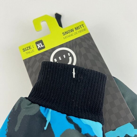 Neff Women's Snow Mitt Mitten Snowboarding Blue Camo Size XL - Picture 7 of 7